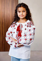 Вишиванка для дівчинки (льон) Ангеліна червона зріст 158-164