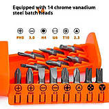 Механічна викрутка 2882A з поворотом 180° і набором насадок у кейсі, фото 2