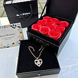 Набір мильних троянд Best Wishes 9 шт. у подарунковій коробці з кулоном чорної, фото 4