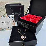 Набір мильних троянд Best Wishes 9 шт. у подарунковій коробці з кулоном чорної, фото 6