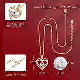 Намисто жіноче золоте з кулоном і рожевим цирконієм Heart Love, фото 6