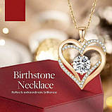 Намисто жіноче золоте з блакитним цирконієвим каменем Heart Love, фото 9