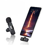 Мікрофони петличні комплекти бездротовий із перехідниками Lightning Type-C K9+ Wireless Lavalier чорний, фото 4