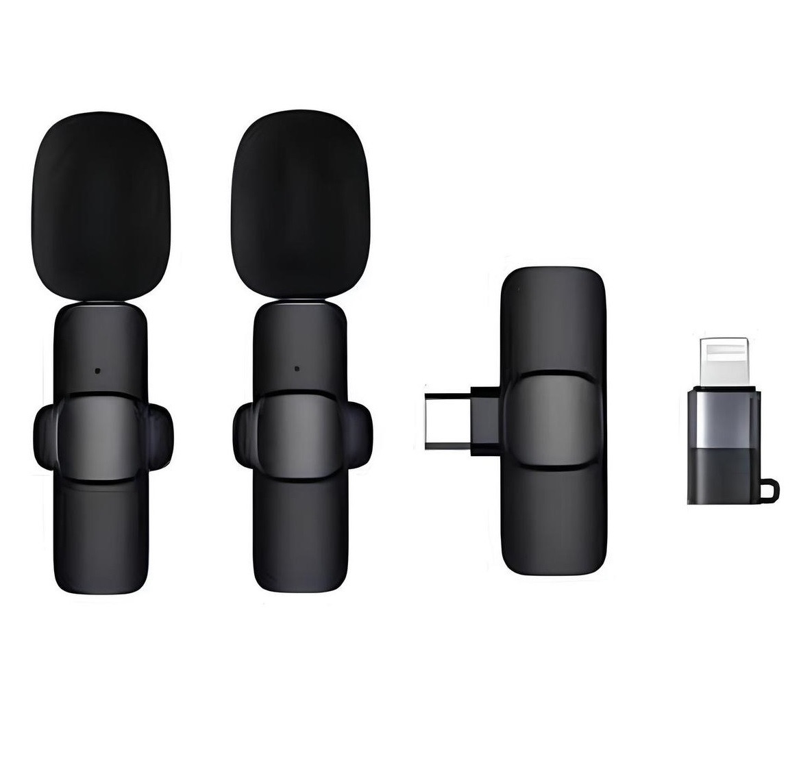 Мікрофони петличні комплекти бездротовий із перехідниками Lightning Type-C K9+ Wireless Lavalier чорний, фото 1