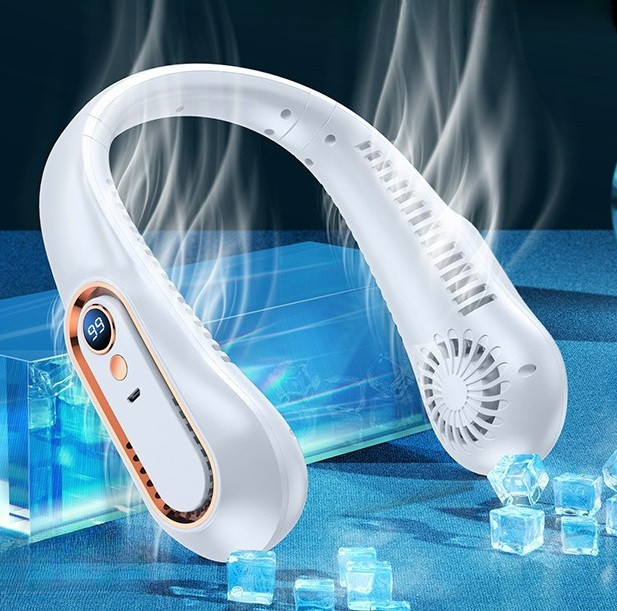 Вентилятор портативний на шию з 5 режимами та LED-індикатором акумулятор 2000 мА·год, фото 1