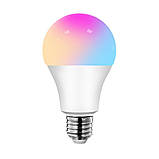 Лампа розумна RGB LED з кольоровим і білим світлом Tuya E27 Bluetooth, фото 4