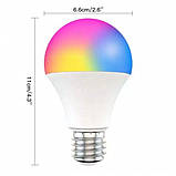 Лампа розумна RGB LED з кольоровим і білим світлом Tuya E27 Bluetooth, фото 3