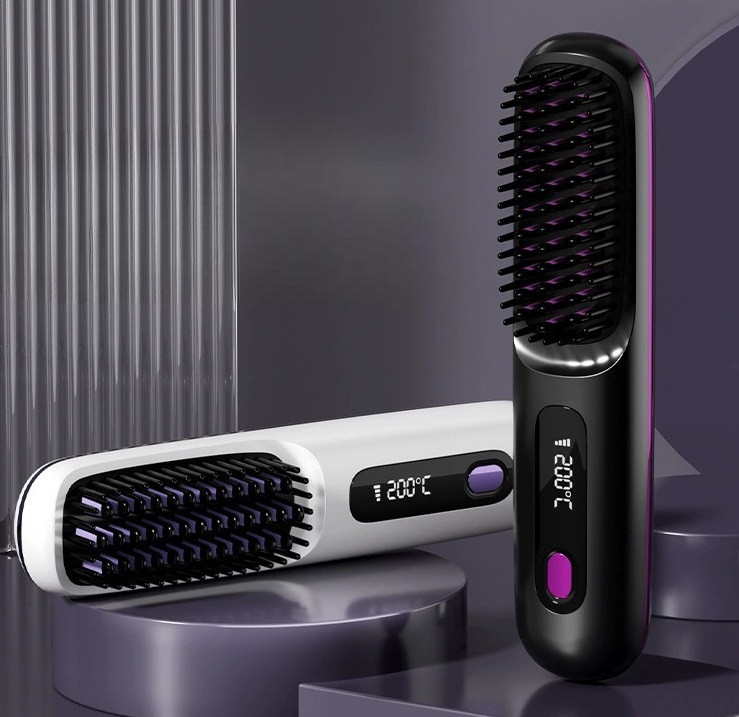 Щітка-випрямляч для волосся акумуляторна з LED-дисплеєм Glamora S7, фото 1