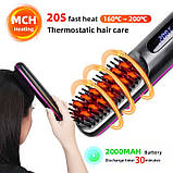 Щітка-випрямляч для волосся акумуляторна з LED-дисплеєм Glamora S7, фото 6