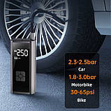 Компресор портативний з LED-дисплеєм, Power Bank і ліхтариком 6000 мА·год для шин, фото 10