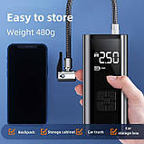 Компресор портативний з LED-дисплеєм, Power Bank і ліхтариком 6000 мА·год для шин, фото 2