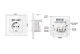 Розетка із заземленням і двома USB-портами SIXWGH біла WH034W, фото 2