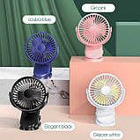 Вентилятор настільний портативний міні з акумулятором і затискачем 3 режими роботи, фото 3