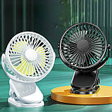 Вентилятор настільний портативний міні з акумулятором і затискачем 3 режими роботи, фото 5