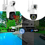 Камера вулична IP з подвійним об'єктивом Dual Camera P12 WI-FI V380PRO датчик руху, фото 3