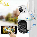 Камера вулична IP з подвійним об'єктивом Dual Camera P12 WI-FI V380PRO датчик руху, фото 6