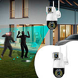 Камера вулична IP з подвійним об'єктивом Dual Camera P12 WI-FI V380PRO датчик руху, фото 7