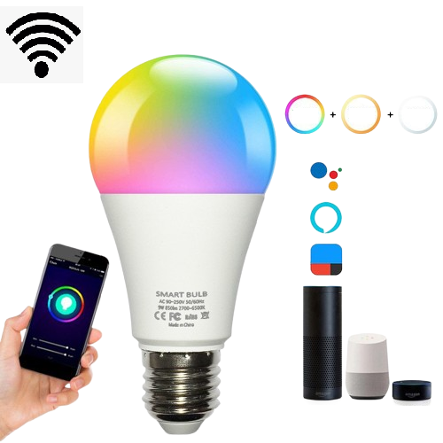 Лампа LED Wi-Fi Bluetooth 9 Вт, 16 млн кольорів, керування через Tuya, фото 1