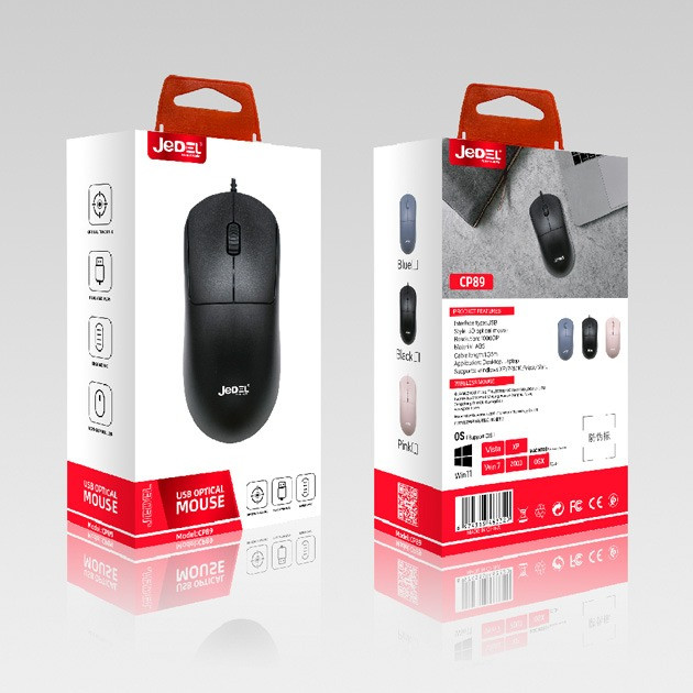 Миша дротова Jedel CP89 USB 1000 DPI, кабель 1.35 м, фото 1