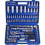 Набір інструментів ZHONGXIN 108 предметів із торцевими головками тріскачками та ключами синій кейс, фото 6