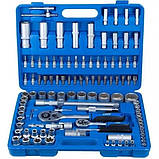 Набір інструментів ZHONGXIN 108 предметів із торцевими головками тріскачками та ключами синій кейс, фото 8