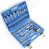 Набір інструментів ZHONGXIN 108 предметів із торцевими головками тріскачками та ключами синій кейс, фото 2