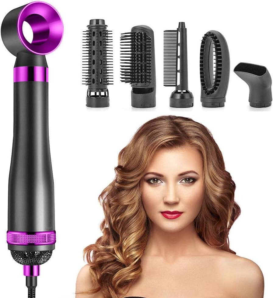 Фен-щітка HAIRE DRYER 6 в 1 HA61 з насадками, іонізацією і захистом від перегрівання, 1300 Вт, фото 1