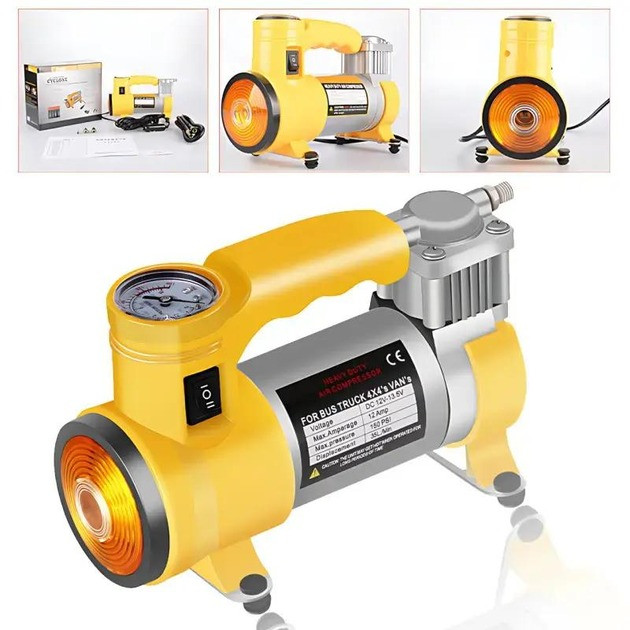 Автокомпресор Air Compressor 12V/220V з цифровим манометром, живлення від прикурювача, фото 1