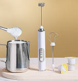 Електроспінювач S3 USB, 3 швидкості, віночок із неіржавкої сталі для молока та яєць, фото 4