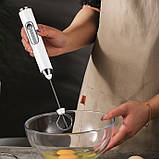 Електроспінювач S3 USB, 3 швидкості, віночок із неіржавкої сталі для молока та яєць, фото 5