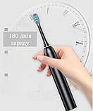 Електрична звукова зубна щітка з 6 режимами, м'яка щетина DuPont, 4 змінні насадки, кейс, фото 5