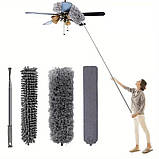 Телескопічна щітка для пилу з 2 насадками, висувна штанга до 2.8 м для важкодоступних місць, фото 4