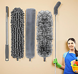 Телескопічна щітка для пилу з 2 насадками, висувна штанга до 2.8 м для важкодоступних місць, фото 5