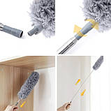 Телескопічна щітка для пилу з 2 насадками, висувна штанга до 2.8 м для важкодоступних місць, фото 7