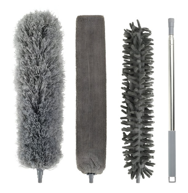 Телескопічна щітка для пилу з 2 насадками, висувна штанга до 2.8 м для важкодоступних місць, фото 1