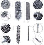 Телескопічна щітка для пилу з 2 насадками, висувна штанга до 2.8 м для важкодоступних місць, фото 9