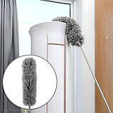 Телескопічна щітка для пилу з 2 насадками, висувна штанга до 2.8 м для важкодоступних місць, фото 2