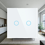 Розумний сенсорний вимикач 2 канали, біле сенсорне керування, фото 3