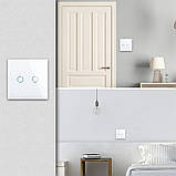 Розумний сенсорний вимикач 2 канали, біле сенсорне керування, фото 4