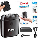 Електробритва Kemei KM-1005 роторна водонепроникна IPX7 USB-зарядка для сухого та вологого гоління, фото 6