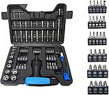 Універсальний набір викруток і біт із тріскачкою та головками в кейсі інструмент для дому авто та електроніки, фото 6