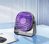 Настільний вентилятор USB з акумулятором 3 швидкості 195×120×210 мм фіолетовий, фото 4