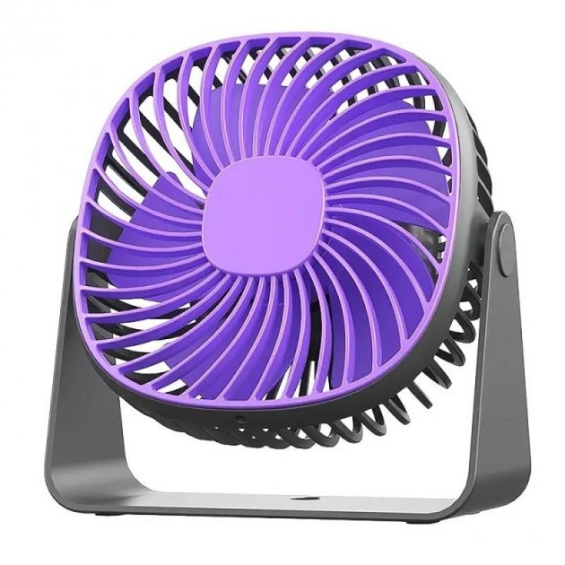 Настільний вентилятор USB з акумулятором 3 швидкості 195×120×210 мм фіолетовий, фото 1