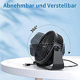 Настільний вентилятор USB з акумулятором 3 швидкості 195×120×210 мм фіолетовий, фото 3