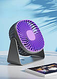 Настільний вентилятор USB з акумулятором 3 швидкості 195×120×210 мм фіолетовий, фото 6