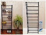 Полиця для взуття Amazing Shoe Rack на 30 пар 10 ярусів розбірна металева стійка-органайзер чорна, фото 2