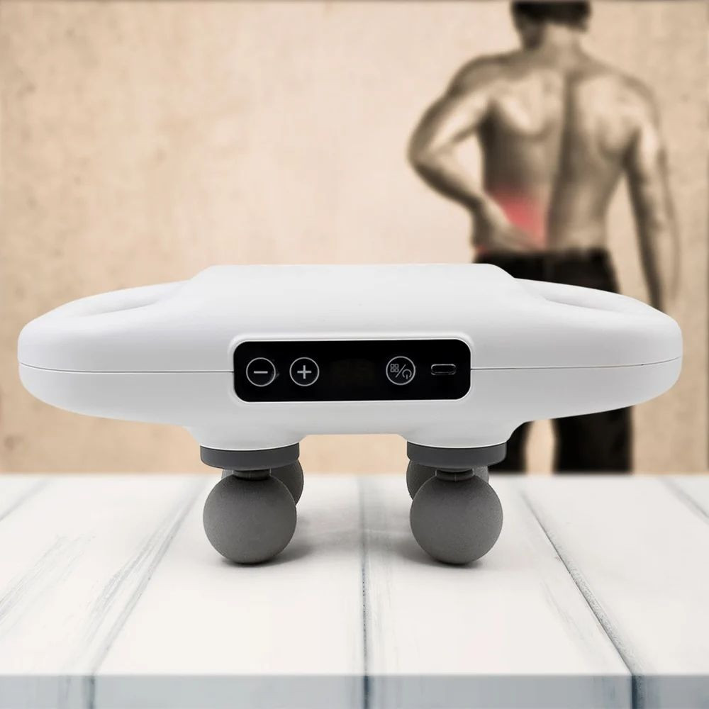 Ручний масажер FZ-668 Deep Tissue Pro з 4 змінними головками, антистрес, вібраційний, фото 1