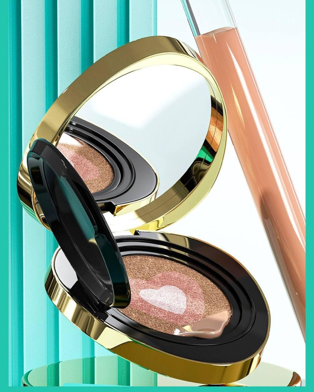 Триколірний тональний кушон Drawshe Emerald Crystal Glow, змінний блок, зволоження, 24 г, фото 1