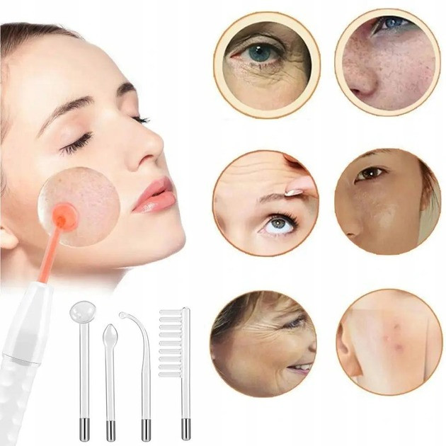 Дарсонваль для обличчя й тіла з 5 змінними насадками, косметологічний прилад, догляд за шкірою і волоссям, фото 1