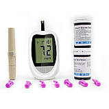 Глюкометр для контролю цукру з комплектом 50 тест-смужок і ланцетів, пам'ять на 180 вимірювань, без кодування, фото 9